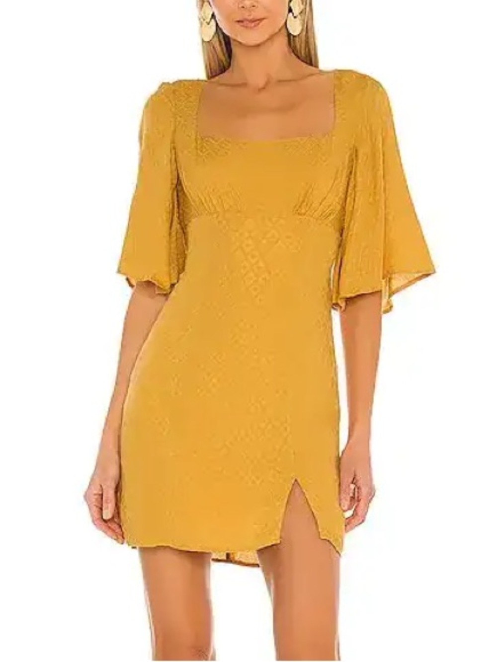 Revolve x House of Harlow Imani Dress Mustard Yellow 70s Bell Sleeve Mini S
